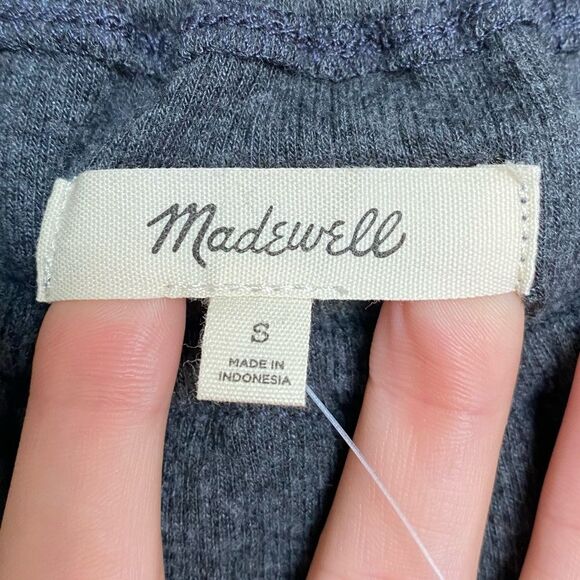 Madewell Plush Square-Neck Smocked Top Charcoal Grey Size Small NWT - Picture 5 of 8